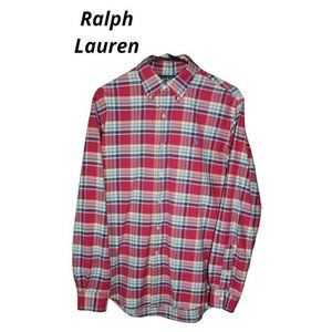 Ralph Lauren "Custom Fit" Red Striped Button Down / Size: M